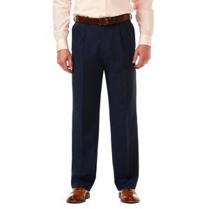 Haggar (34x30) Deep Navy Blue Pleated Front Mens Dress Pant Trousers